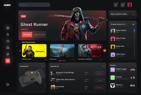 Game Playstore, Web Pages Design, Game Ux Design, Gaming Web Design, Movie Website Design, Web Widget, Gaming Website Design, Video Game Website, Gaming Dashboard