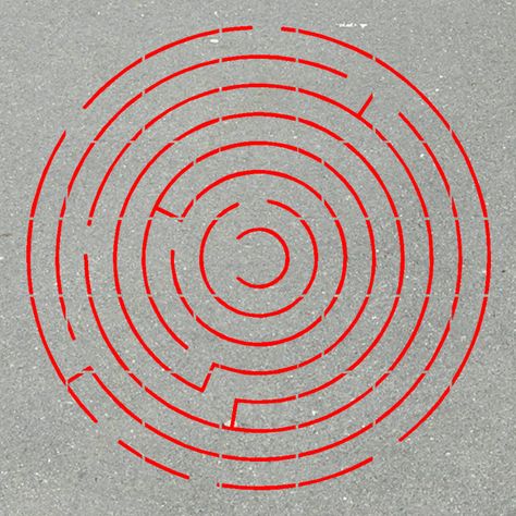 Playground Circle Maze Playground Stencils, Tarot Pattern, Ground Painting, Sidewalk Chalk Games, Outside Playground, Playground Painting, Sidewalk Paint, Playground Flooring, Labyrinth Design