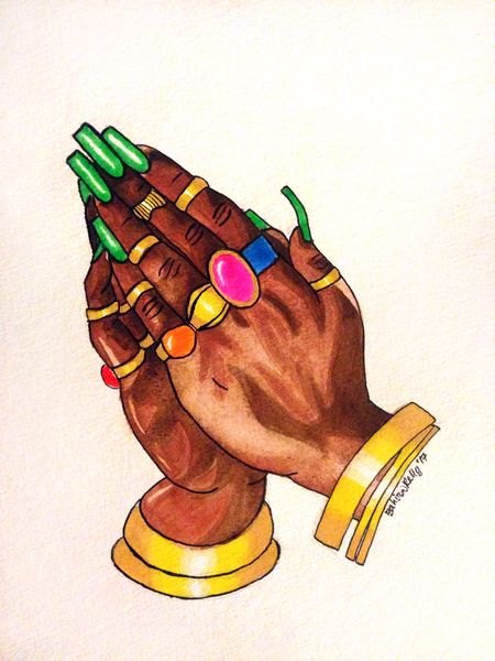 This Afro-Latina's Art Is Therapy For Black Women Suffering From America Black Praying Hands, Praying Hands Drawing, Art Is Therapy, Latina Art, Hands Nails, Art Geek, Natural Hair Art, Black Woman Artwork, Afro Latina