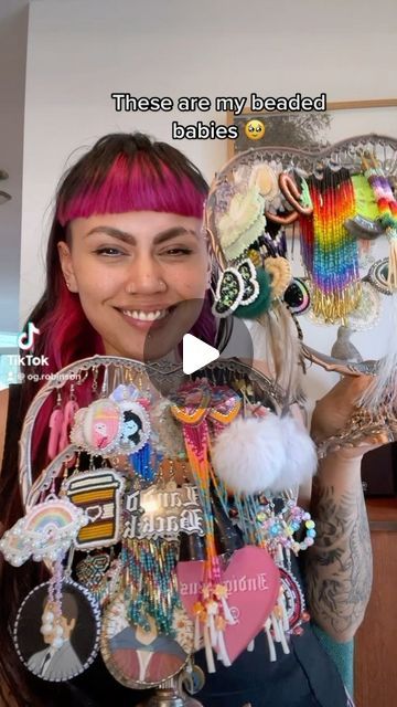 Haley Rebecca Robinson on Instagram: "I LOOOOVE my beaded earring collection 🥹 I have so much more to show off hehe. I’ll tag the beaders in the comments below 👀🥰 #beadedearrings #beadedjewlery #native #cree #Indigenous #Filipino #mixednative #queer #lgbtq #bisexual #bi #twospirit" Indigenous Filipino, Indigenous Beading, Indigenous Jewelry, Beaded Earring, Beaded Jewlery, Earring Collection, Native Jewelry, Earrings Collection, Show Off