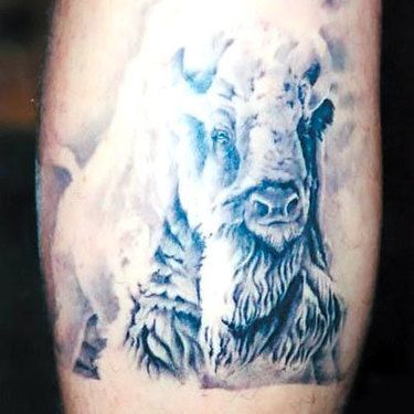 White Buffalo Tattoo Idea White Buffalo Tattoo Ideas, White Buffalo Tattoo, Great White Buffalo, Buffalo Drawing, Bison Tattoo, Buffalo Tattoo, Hot Rod Tattoo, Storm Tattoo, Best Tattoo Ever