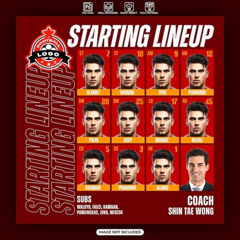 Starting Lineup Graphic, Lineup Graphic, Graphic Instagram, Social Media Post Template, Football Poster, Social Media Banner, Instagram Post Template, Post Templates, Poster Template