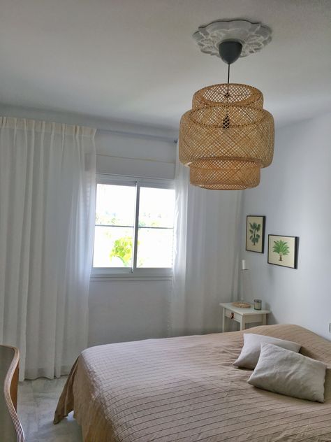 Second bedroom in Las Adelfas, San Pedro Playa, Marbella. #lamp #sinnerlig #ikeasinnerlig #Ilsecrawford Sinnerlig Ikea, San Pedro, Marbella, Pendant Light, Ceiling, Ceiling Lights, Bedroom, Lighting, Home Decor