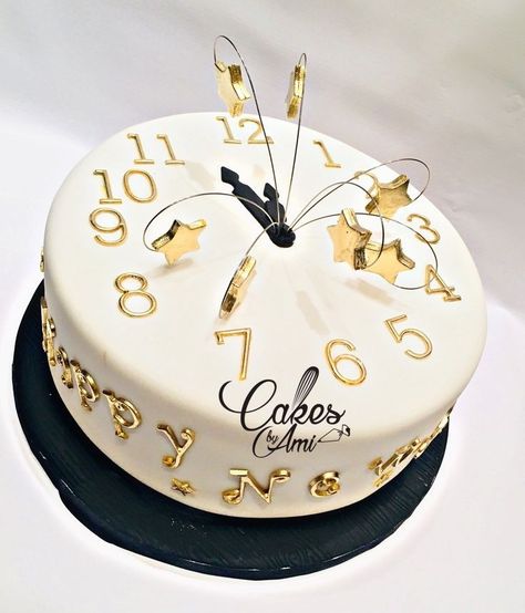 New Year Cake Happy New Year Cake Design, New Year Cake Designs, New Year Cake Decoration, New Years Eve Dessert, New Year Cake, Small Birthday Cakes, Best Cupcakes, Birthday Cake Decorating Ideas, Fondant Cake Designs