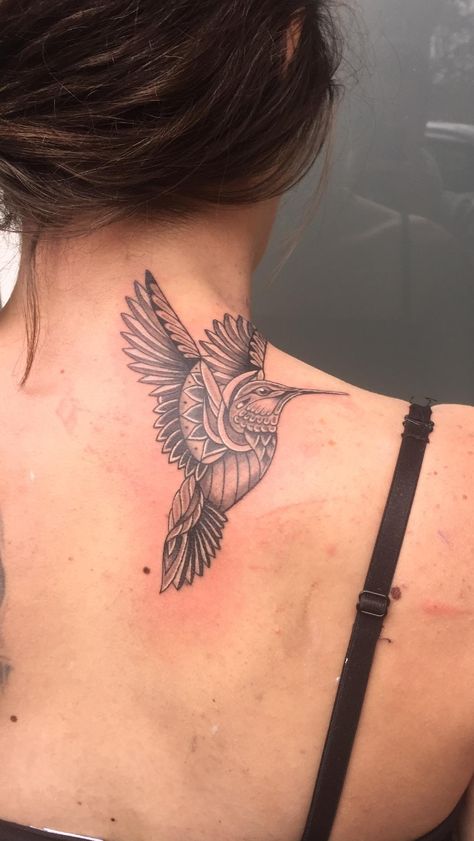 Female Hummingbird Tattoo, Hummingbird Tattoo Placement Ideas, Bird Tattoo On Arm, Aztec Hummingbird Tattoo, Hummingbird Shoulder Tattoo, American Traditional Hummingbird Tattoo, Mockingbird Tattoo, Bird Tattoos Arm, Hummingbird Wings