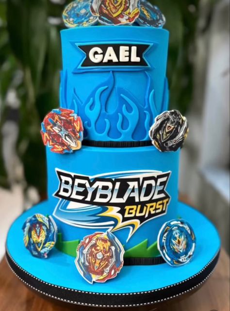 Bey Blades Birthday Party Ideas, Beyblade Birthday Cake, Beyblade Cake, Beyblade Birthday Party, Beyblade Birthday, Sugar Flowers Cake, Flowers Cake, Birthday Cake Kids, Sugar Flowers