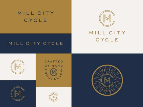 Old MCC san-serif script line art illustration typography logo identity design branding Masculine Design Graphic, Logo Design Masculine, Blue And Gold Website Design, Blue Gold Branding, Hotel Logo Design Ideas, Navy And Gold Branding, Blue And Gold Logo, Law Firm Branding Corporate Identity, Masculine Branding