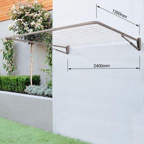 Clothes Line Small Space, Hanging Lines For Clothes, Outside Clothes Line Ideas Backyards, Garden Washing Line Ideas, Modern Clothes Line Ideas Outdoor, Outdoor Clothes Line Ideas Backyards, Cloth Line Ideas Outdoor, Washing Line Ideas Outdoor Small Garden, Laundry Outdoor Ideas