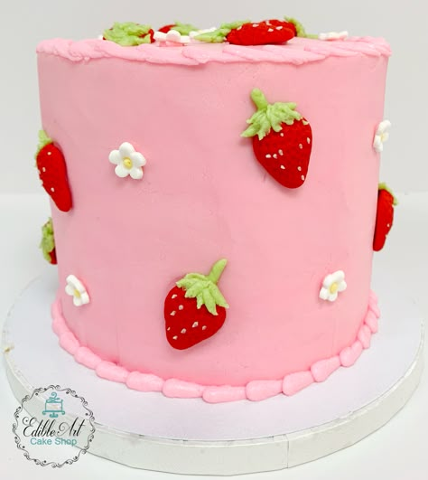 Simple Strawberry Smash Cake, Strawberry First Birthday Cake Smash, Berry First Bday Cake, Strawberry Cake Theme, Strawberry Theme Smash Cake, Berry First Birthday Cake Ideas, My Berry First Birthday Cake, Strawberry Smash Cake First Birthdays, Berry First Birthday Smash Cake