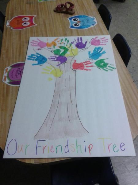 a great idea on so many levels...at a party for an activity and memory book, class gift to a teacher, neighborhood friends at a playgroup. Endless opportunities for this idea. Mlk Crafts, Preschool Friendship, Friendship Tree, Friendship Crafts, Aesthetic Friendship, Friendship Lessons, Friendship Theme, Friendship Activities, Tree Study