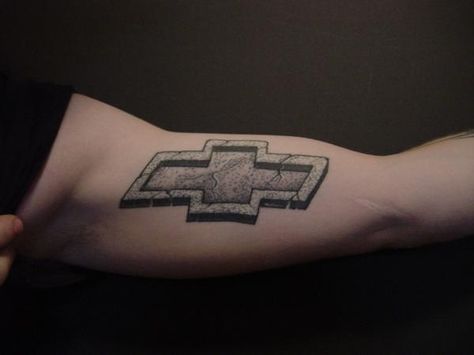 Chevy Tatt Chevy Symbol Tattoo, Peeps Tattoo, Chevrolet Tattoo, Chevy Symbol, Flag Sleeve Tattoo, Ford Tattoo, Southern Tattoos, Chevy Tattoo, Chevy Emblem