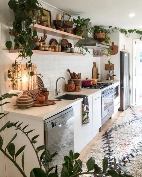 Bohemian Style Kitchen, Toasted Sandwich, Lots Of Plants, Fell Asleep, Boho Kitchen, Kitchen Styling, Modern Industrial, Home Decor Kitchen, Interior Design Kitchen