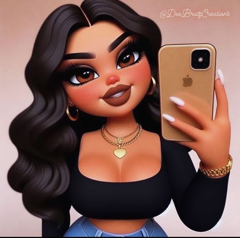 Pfps For Latinas Cartoon, Latina Bratz Doll, Latina Bratz Doll Profile Pic, Latina Cartoon Pfp, Bratz Dolls Aesthetic Profile Pic Black, Latina Aesthetic Wallpaper, Black Bratz Doll Wallpaper, Black Hair Bratz Doll Profile Pic, Black Bratz Doll