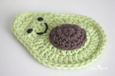 Crochet Avocado Applique, Baby Yoda Hat Pattern, Flamingo Applique, Crochet Avocado, Bernat Super Value Yarn, Crochet Rag Rug, Crochet Coasters Free Pattern, Repeat Crafter Me, Crochet Hair Clips