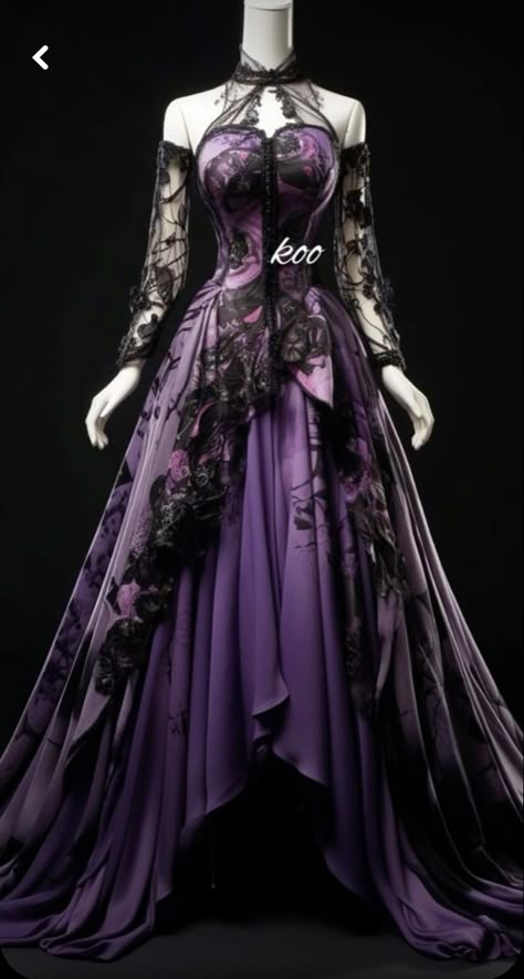 Purple Wedding Dress, Purple Gowns, Dark Dress, Purple Prom Dress, Fantasy Dresses, Dress Design Sketches, Dream Wedding Ideas Dresses, Fantasy Gowns, Pretty Prom Dresses