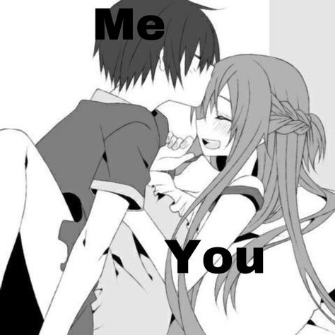 She Is Mine Anime, Us Moment, Supportive Girlfriend, Kirito Asuna, Manga Couple, Anime Couples Manga, Couple Drawings, Anime Kiss, Fan Fiction