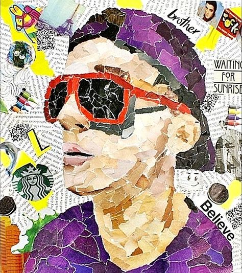 Clever and meaningful Collage Art Examples (19) High School Art Projects, Magazine Paper, 8th Grade Art, Middle School Art Projects, Paper Art Projects, Collage Portrait, Collage Art Projects, Paper Collage Art, Magazine Collage