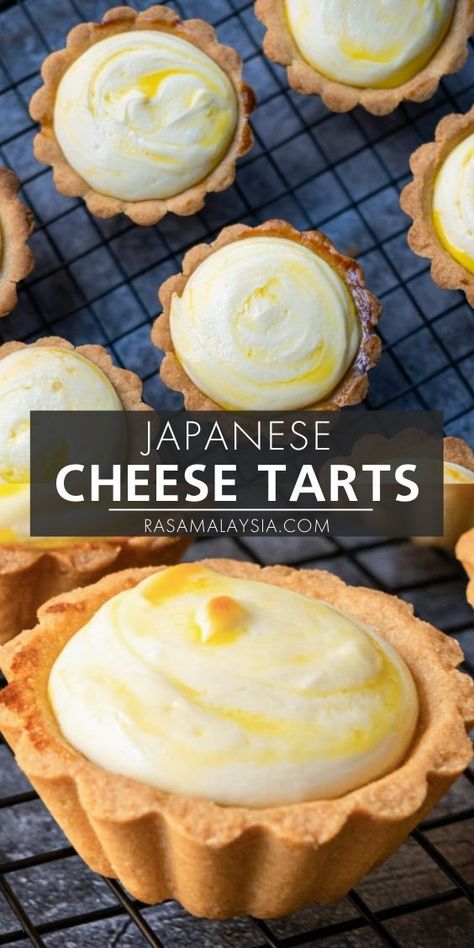 Japanese Cheese Tart, Cream Cheese Tarts, Cheese Tart Recipe, Malaysia Recipes, Takeout Recipes, Easy Tart Recipes, Japanese Dessert Recipes, Baking Pies, Bread Dishes