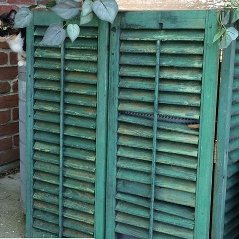 shutters Ways To Conceal Air Conditioner, Hiding Window Ac Unit Outside, Covering Air Conditioner Unit Outdoors, Diy Ac Screen, Air Conditioner Cover Diy, Ideas To Hide Ac Unit Outside, Ways To Hide Air Conditioning Units, Diy Air Conditioner Screen, Outdoor Ac Unit Cover Ideas