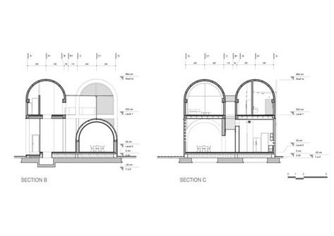 Vault on Vault Villa / KRDS | ArchDaily Vault Roof Architecture, Art Deco Structure, Vault Architecture, 3d Section, Vault Design, Portfolio Moodboard, Barrel Vault, Ribbed Vault, Eco House Design