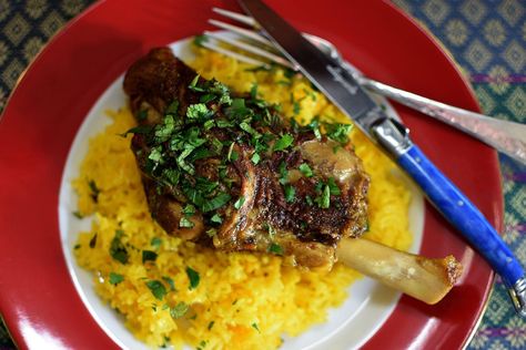 Persian Lamb Shank Recipe, Lamb Meals, Arabian Recipes, Fruit Pastry, Lamb Shank Recipe, Medieval Food, Spiced Lamb, Lamb Shank, Persian Lamb