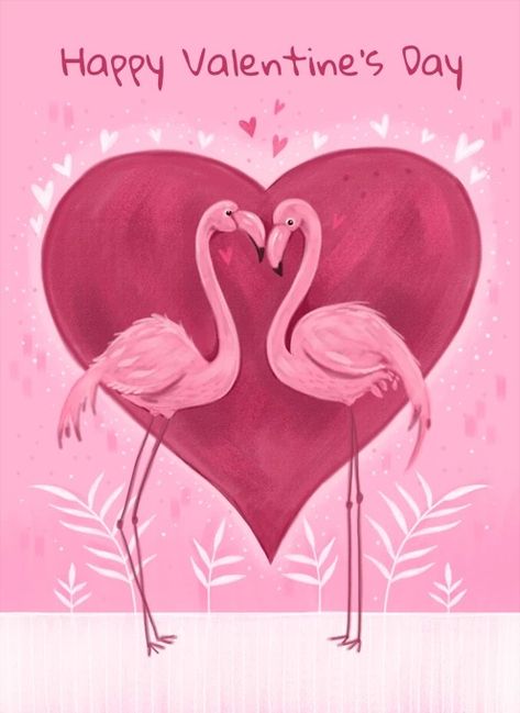 Valentine's Pink Flamingos Love Heart by Dale Simpson Design Valentine Flamingo, Flamingo Valentine, Flamingo Images, Flamingo Birds, Happy Valentines Day Funny, Flamingo Stuff, Holiday Art Prints, Flamingo Cards, Happy Valentines Day Wishes