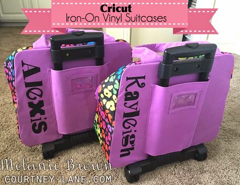 Cricut Iron-On Vinyl Suitcases for the kids Year Recap, Cricut Iron On Vinyl, Cricut Htv, Cricut Tips, Cricut Tutorials, Iron On Vinyl, End Of The Year, Vinyl Crafts, Travel Scrapbook