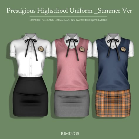 [RIMINGS] Prestigious Highschool Uniform _Summer Ver | Patreon Sims 4 Uniform Cc, Sims School, Sims 4 College, Mods Ts4, Female Sims, Los Sims 4, Sims 4 Tsr, Play Sims 4, Sims 4 Anime