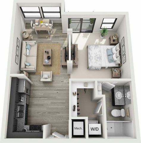 Pin by akixia on 間取り | House floor design, Small apartment floor plans, Small apartment design Small Apartment Floor Plans, Small Apartment Layout, Small Apartment Plans, Apartemen Studio, Studio Floor Plans, 2d Floor Plan, 3d Floor Plans, Apartment Floor Plan, Building A Container Home