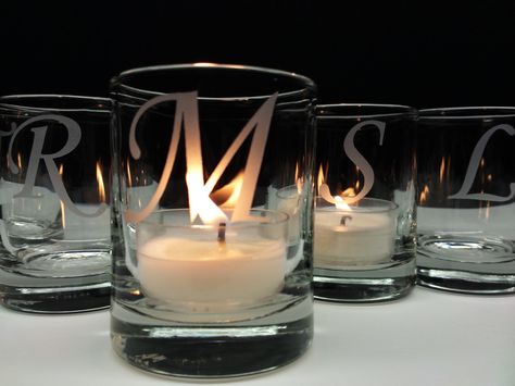 24 Monogram Candle Holders Engraved Glass Votive Holders Wedding Decor Custom Personalized Wedding Favors by daydreemdesigns on Etsy https://www.etsy.com/listing/246590032/24-monogram-candle-holders-engraved Votive Candles Wedding, Engraved Candles, Candle Party Favors, Custom Candle, Glass Votive Holders, Personalized Candle, Candle Holders Wedding, Candle Favors, Votive Holder