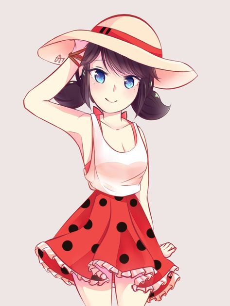 Marinette Anime Art, Marinette Anime, Anime Miraculous Ladybug, Watermelon Girl, Ladybug Outfits, Ladybug Und Cat Noir, Marinette Ladybug, Ladybug Art, Ladybug And Cat Noir