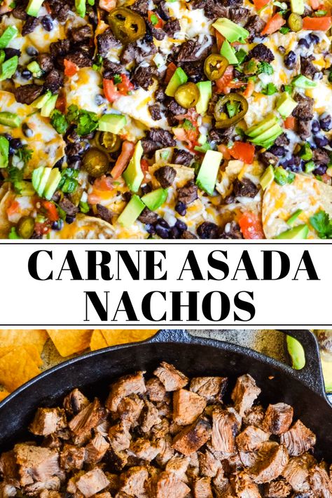 Nachos Toppings, Carne Asada Nachos, Asada Nachos, Classic Nachos, The Best Nachos, Loaded Nachos Recipe, Best Nachos, Steak Nachos, Carne Asada Recipes