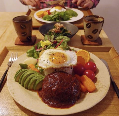 Hamburger Steak Hamburg Steak Japanese, Japanese Hamburger Steak, Hamburg Steak, Aesthetics Food, Dream Cafe, Steak Plates, Hamburger Steak, Japan Trip, Favorite Picture