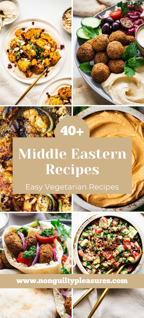 Looking for some delicious and easy Middle Eastern recipes that also happen to be vegetarian? Look no further! From traditional Lebanese dishes like Muhammara to crispy falafel, traditional hummus, and Persian eggplant stew, this collection of vegetarian Middle Eastern recipes has something for everyone. Simple and fresh ingredients with parsley, lemon juice and olive oil with spices like sumac and za'atar come together to create flavourful and satisfying Middle Eastern meals. Plant Based Middle Eastern Recipes, Middle Eastern Stew Recipes, Middle Eastern Recipes Side Dishes, Middle Eastern Roasted Vegetables, Middle Eastern Cooking, Lebanese Side Dishes, Healthy Middle Eastern Recipes, Vegetarian Middle Eastern Recipes, Vegan Middle Eastern Recipes