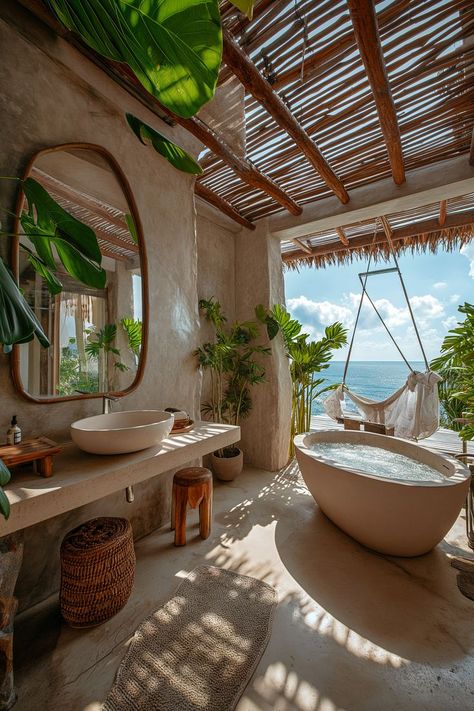 #architecture #hotels #interior #vacation #travel #ofwhitearchitect #bathroom Vacation Home Bathroom, Bahamas Bathroom, Resort Bathroom, Coastal Decor Bathroom, Hotels Interior, Boho Coastal Decor, Mexican Restaurant Decor, Tropical Interior Design, Indoor Outdoor Bathroom