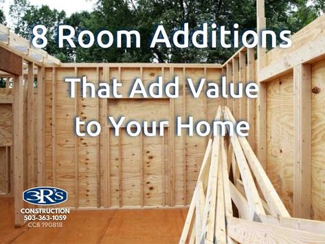 CONTRACTOR TIP: These 8 Room Additions will add value to your home. Ready to start your home addition? Schedule today. 📞503-363-1059 Easy Home Additions, Adding Addition To Side Of House, Unique Home Additions, Add Room To House, Home Additions Side Of House, Building An Addition To House, Adding A Room To Your House, Home Addition Ideas Extensions, Bonus Room Addition