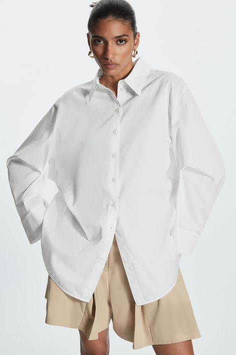 Best White Shirt, Oversized White Shirt, How To Look Rich, Drape Sleeves, Cut Sweatshirts, Crisp White Shirt, White Shirts, Oversized Shirt, Who What Wear