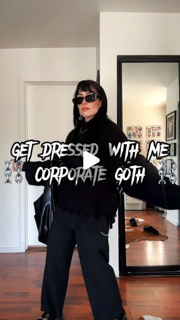 830K views · 113K likes | ✯ 𝕸𝖆𝖗𝖘 ✯ on Instagram: "get dressed with me for a coffee meeting !! another lil corporate goth outfit (and yes! we are being loose-y goose-y with our language! don’t yell at me!) we’re really pingponging thru thoughts this morning 🖤⛓️THX FOR WATCHINNNNG 🖤⛓️ 

outfit details:
first pants @disturbia 
second pants @aritzia Wilfred cropped pants 
@asos textured panel shirt 
@killstar pierced sweater 
@statementcollective_ ball chain necklace 
@askemblastore hangers 
@etahlove @bloodymarymetal @loxandchain rings 
@princesspollyboutique loafers and sunnies 
Work bag is from amazon (linked on my LTK!)" Indie Gig Outfit, Goth Alt Outfits, Office Goth Outfits, Alternative Business Casual Outfits, Collar Shirt Outfits, Goth Corporate Work Outfits, Goth Outfits Pants, Dark Boho Outfits, All Black Plus Size Outfit