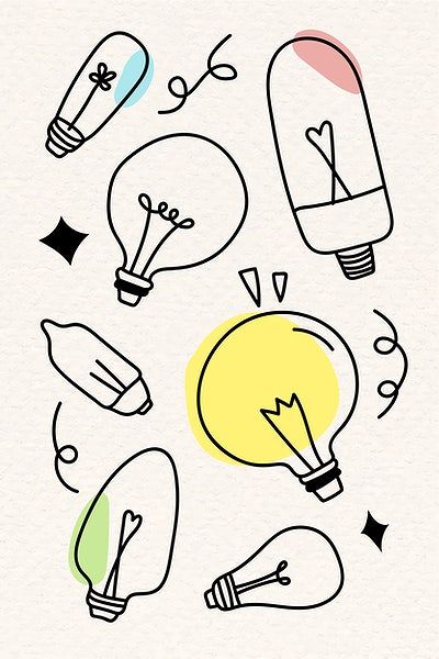 Light Bulb Doodle, Bulb Doodle, Bulb Drawing, Light Bulb Drawing, How To Draw Ribbon, Doodle Borders, Free Illustration Images, Hand Drawn Icons, Sketch Notes