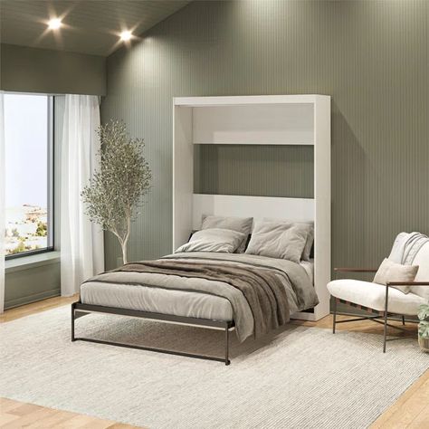 Hults Queen Murphy Bed with Mattress Full Murphy Bed, Loft Style Apartments, Space Saving Bedroom, Queen Murphy Bed, Room Additions, Wall Bed, Bed Desk, Guest Bed, Bed Ideas