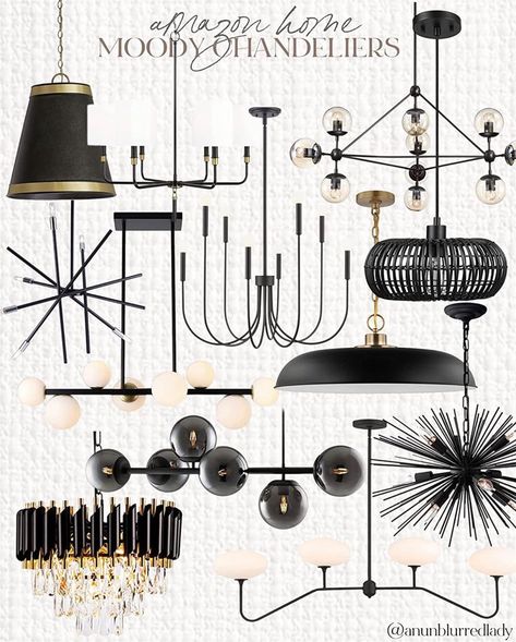 Moody and modern amazon chandeliers for your home! Great for your living area or dining room! #Founditonamazon #amazonhome amazon black chandeliers, amazon light fixture, amazon lighting Coordinating Light Fixtures, Moody Dining Room, Entryway Light Fixtures, Living Room Plan, Dining Room Light Fixture, Home Lighting Design, Black Light Fixture, Bedroom Light Fixtures, Modern Chandeliers