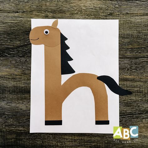 Letter O Week Preschool, Letter Hh Craft, Lowercase H Craft, H Is For Horse Craft, Lowercase G Craft, H Letter Craft, Alphabet Teaching Ideas, Letter H Crafts For Toddlers, H Preschool Crafts