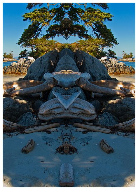 Landscape flipped to form bilateral symmetry - totem pole by Robert Berdan Robert Berdan Symmetry, Bilateral Symmetry, Symmetry Photography, Photography Mirror, Gcse Photography, Canadian Nature, Nature Photographer, Art And Photography, Totem Pole