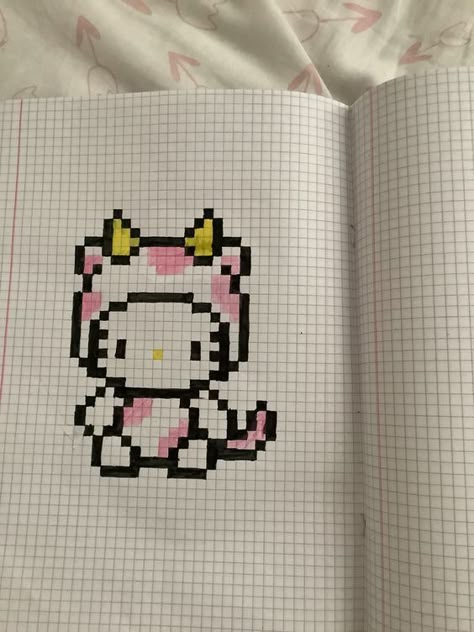 Spiderman Pixel Art, Square Drawing, Graph Paper Drawings, Easy Pixel Art, Pixel Drawing, Pix Art, Graph Paper Art, Pixel Art Grid, Hello Kitty Drawing