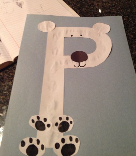 Letter "P" Polar Bear Polar Bears Preschool, Letter P Crafts, Preschool Letter Crafts, Polar Bear Craft, Bear Craft, Alphabet Crafts Preschool, Abc Crafts, Alphabet Letter Crafts, Alphabet Crafts