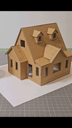 Cardboard Building Model, Room Model Diy, Mini Cardboard House, Quality Time With Kids, Cardboard Box Houses, Stone Bird Baths, Cardboard Creations, Gingerbread House Designs, Cardboard Crafts Diy