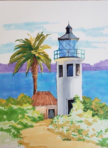 11 Best Alcohol Markers of 2020 (MUST READ!) - VeryCreate.com Alcohol Based Markers Art Ideas, Acholol Markers Drawings, Alchohal Marker Art, Things To Draw With Alcohol Markers, Palm Tree House, Alcohol Marker Art, Alcohol Markers Art, Alcohol Based Markers, Lighthouse Drawing