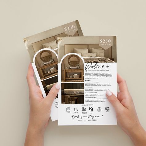 AIRBNB Flyer pour location de vacances, Template Canva A5 Airbnb Flyer Design, Brochure Stand, Don't Settle, Flyer Template, Flyer Design, Stationery Design, Stationery Paper, Color Change, Template Design