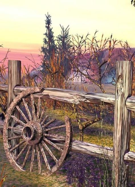 Wagon Wheel Painting Aesthetic Kirby, Wood Wheel, Country Wallpaper, Wallpaper Tablet, Country Backgrounds, Old Wagons, Wooden Wagon, Barn Art, Farm Art