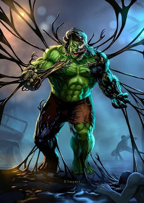 Venom absorbs Hulk by elleyart Venom Marvel Comics, Venom Avengers, Venom Marvel, Marvel Fanart, Venom Comics, Hulk Art, Marvel Tattoos, Marvel Characters Art, Marvel Artwork